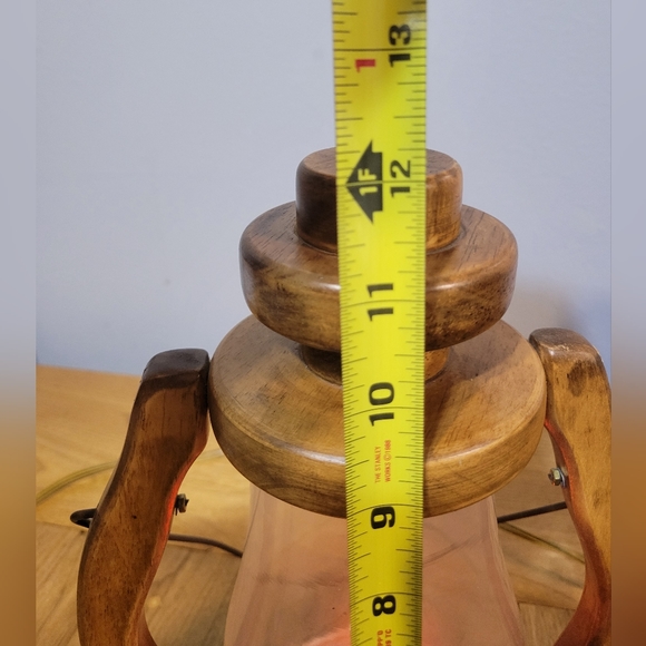 Rustic Wooden Electric Lantern With Glass Chimney And Flickering Light - Picture 5 of 8